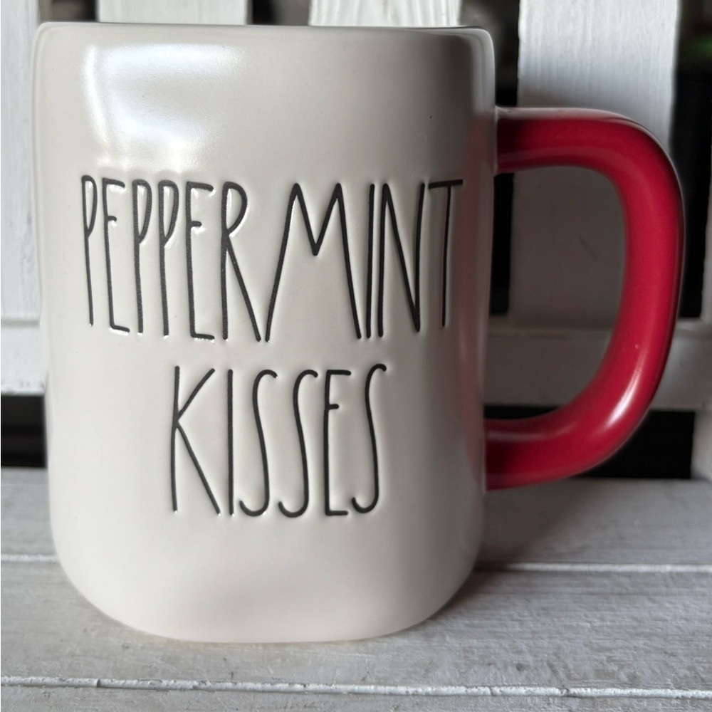 Rae Dunn Peppermint Kisses Mug - Cream and Red